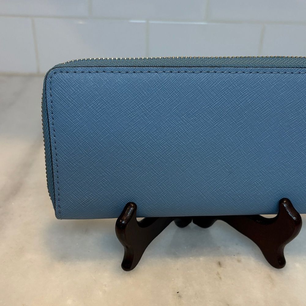 Michael Kors Wallet Blue Jet Set Travel Large Saffiano Leather Fill Quarter-Zip - Picture 5 of 16